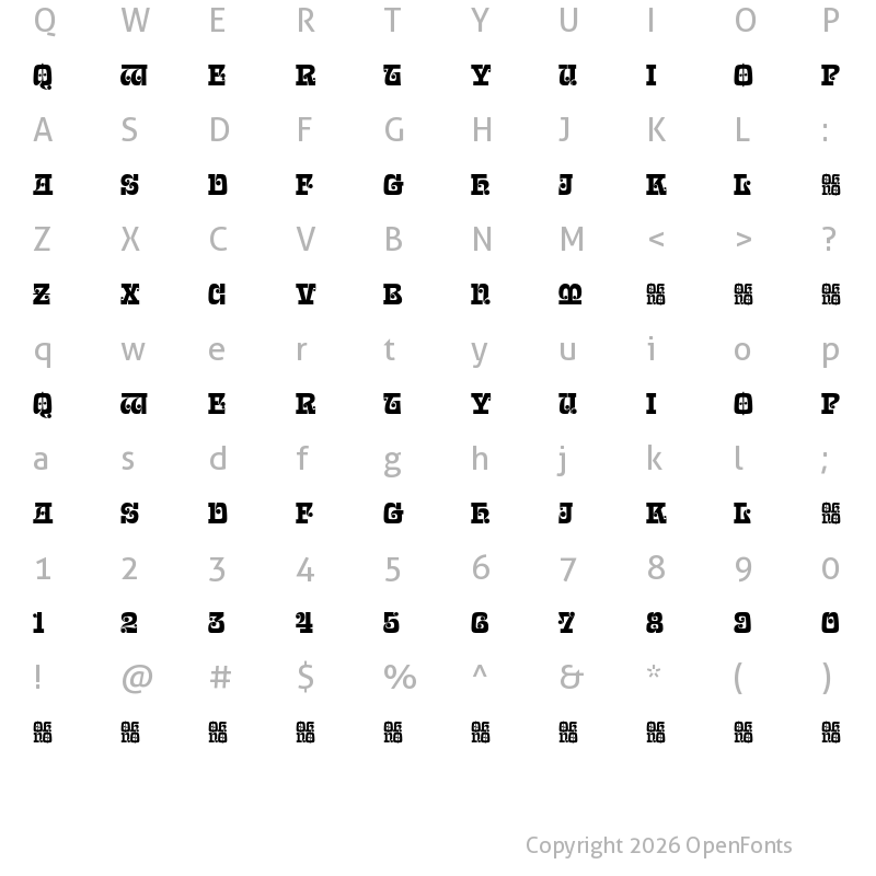Character Map of Casserole Demo Lombardic