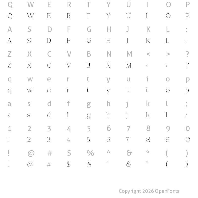Character Map of Casta Thin