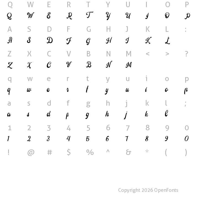 Character Map of Castela Regular