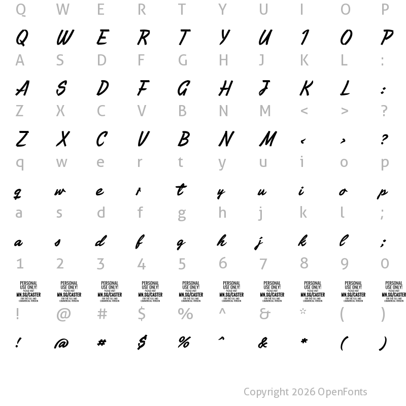 Character Map of Caster PERSONAL USE ONLY Regular