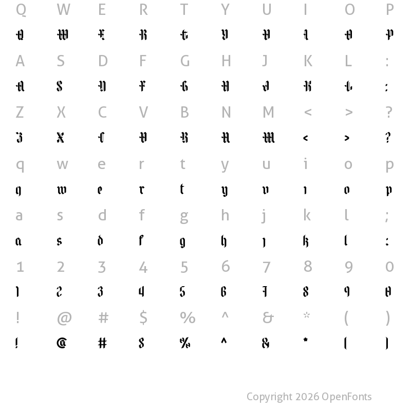 Character Map of Castillo Regular