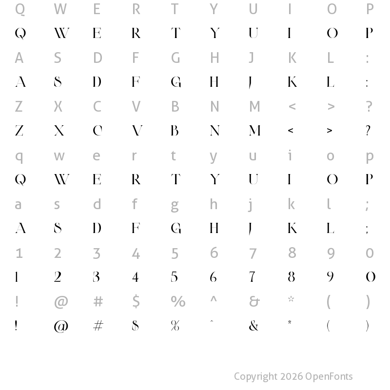 Character Map of Castlery Regular