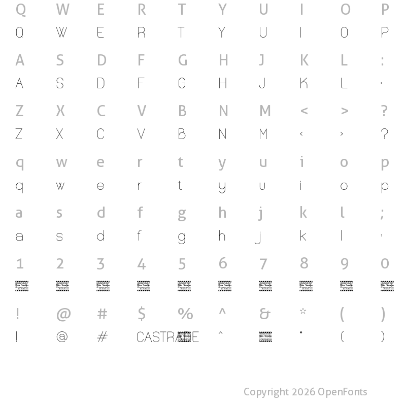 Character Map of Castrade Personal Use Regular