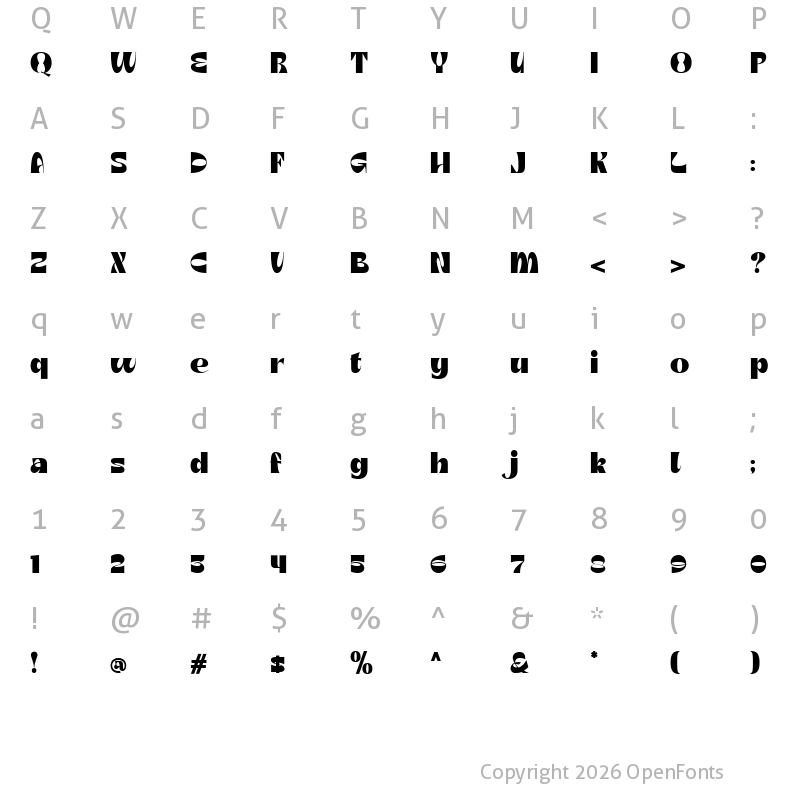 Character Map of Casty Demo Black
