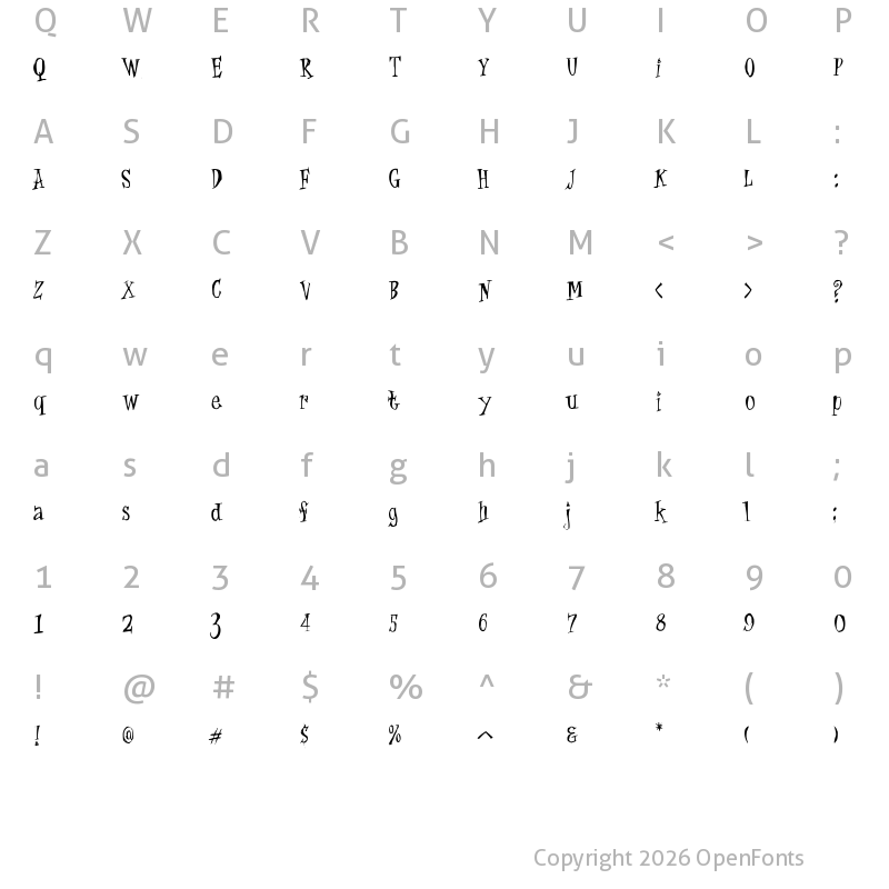 Character Map of Cat Krap! Regular