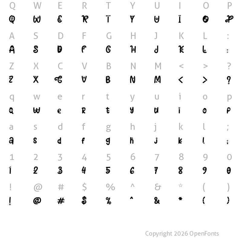 Character Map of Cat Paw Regular