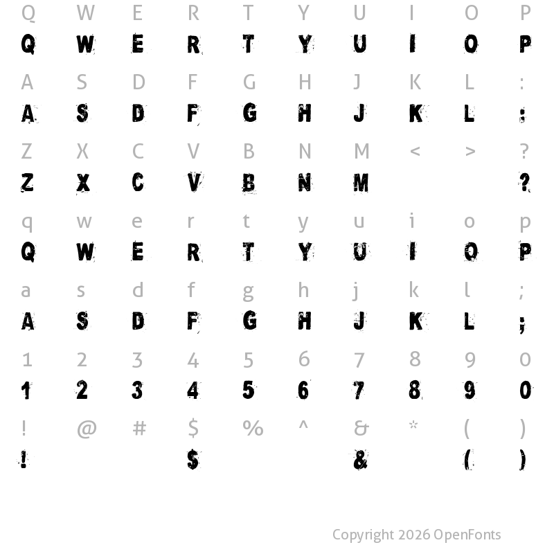 Character Map of Cataclysme Regular