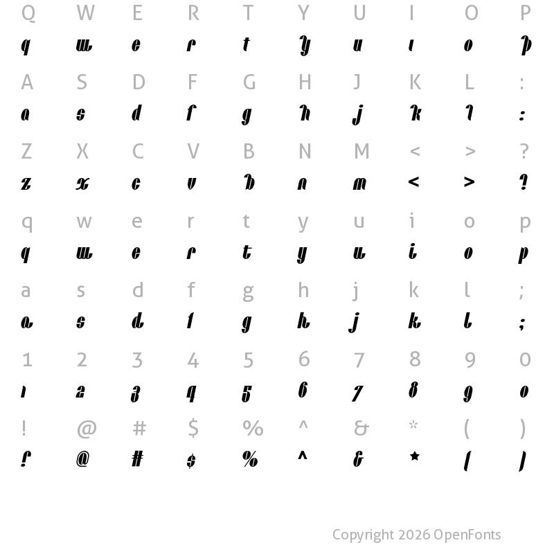 Character Map of Catalunya Choo Choo NF Regular