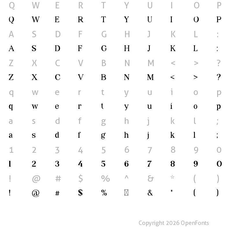 Character Map of Catelyna Regular