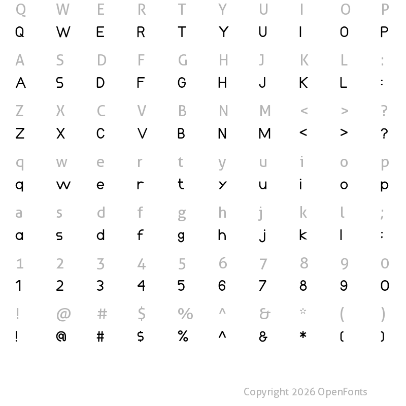 Character Map of Caternia Regular