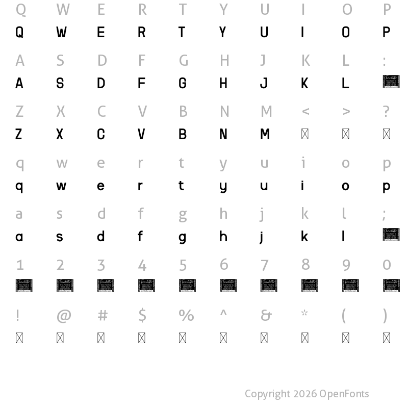 Character Map of CATHRA Personal Use