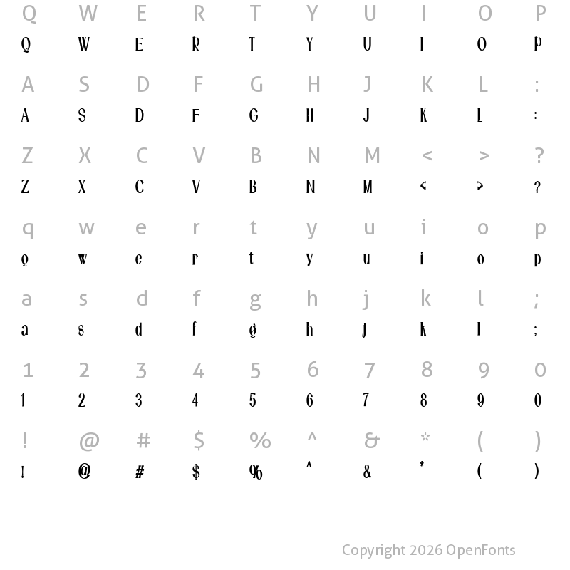 Character Map of Catilde SemiCondensed