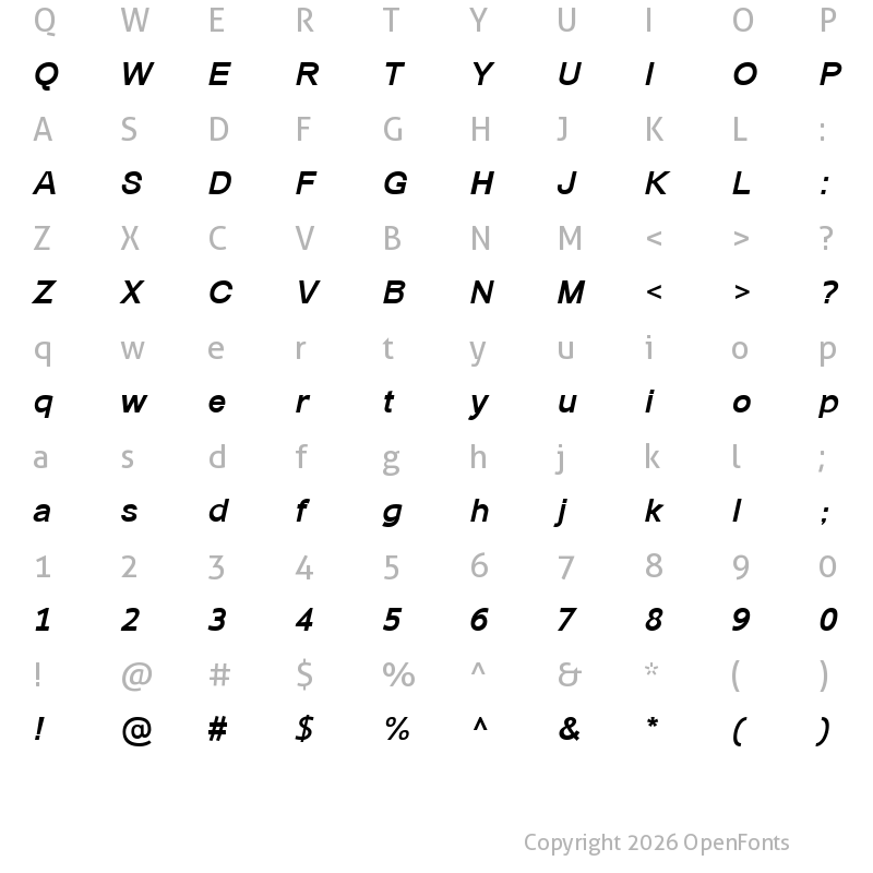 Character Map of Catriel Bold Italic