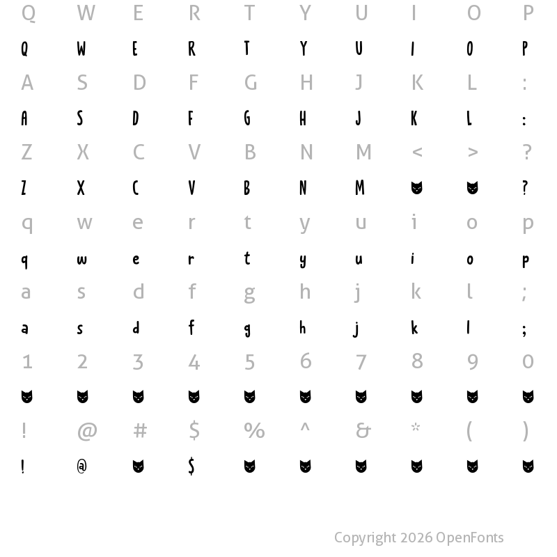 Character Map of Catskin DEMO Regular