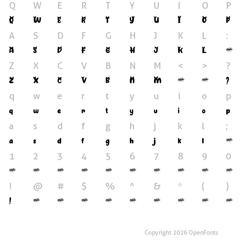 Character Map of Cattyla Regular
