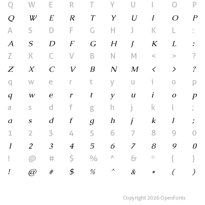 Character Map of Caudex Italic