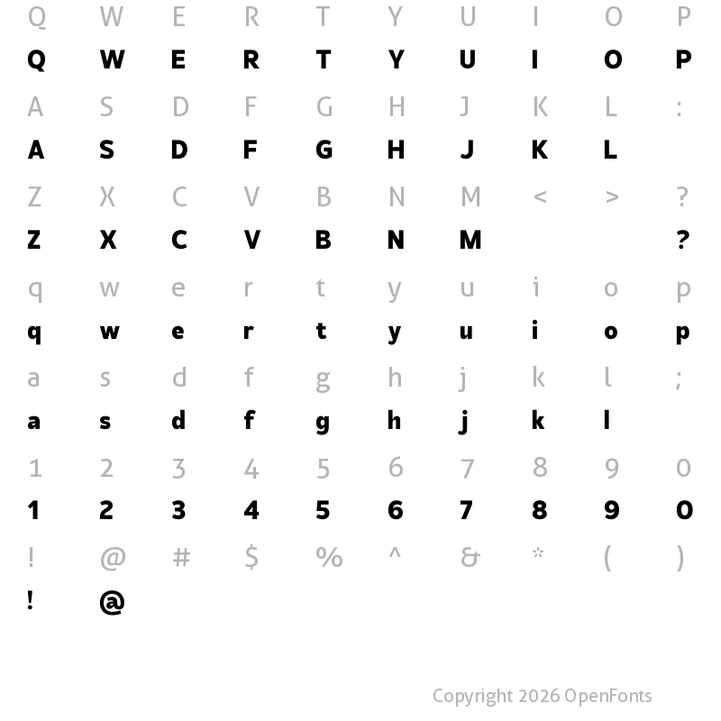 Character Map of Cauva Demo Regular