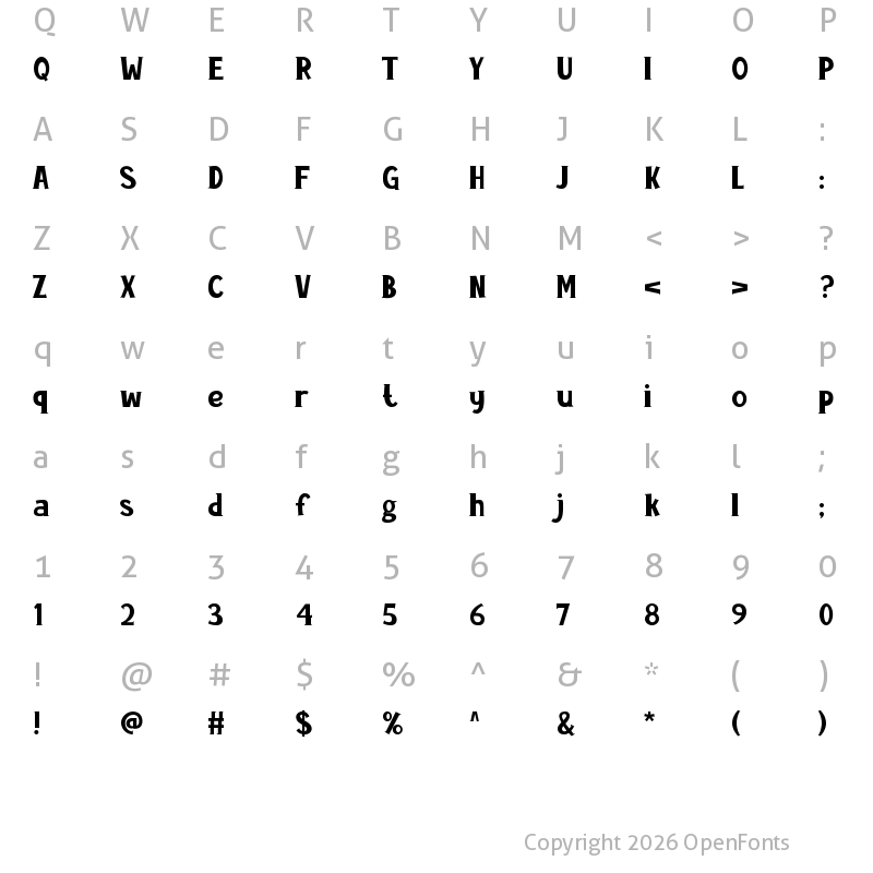 Character Map of Cayman-Land Regular