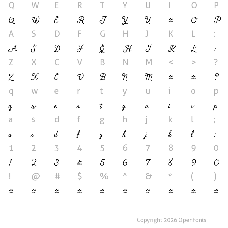 Character Map of CCMerryMelody Piano Regular