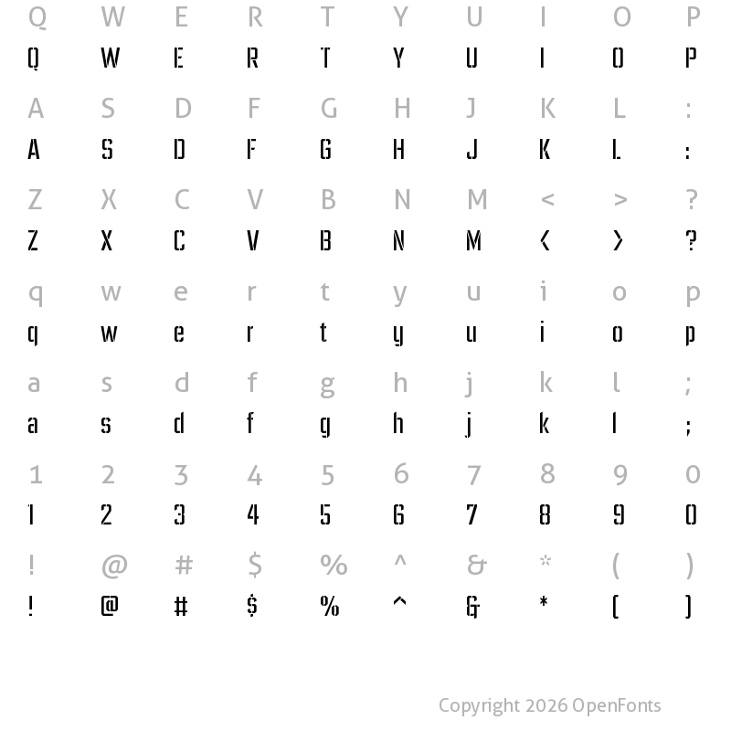 Character Map of CCUltimatumForce Regular
