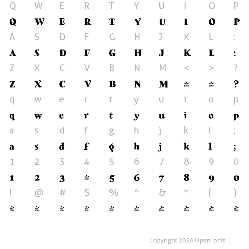Character Map of CCWuxtryWuxtry Heavy Regular