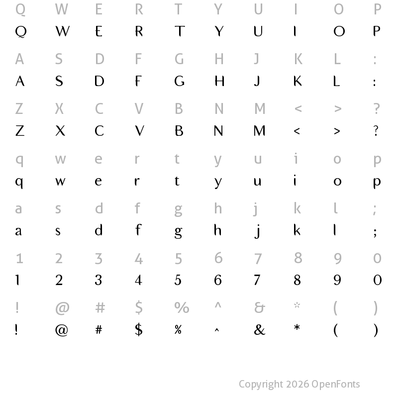 Character Map of Celestar Regular