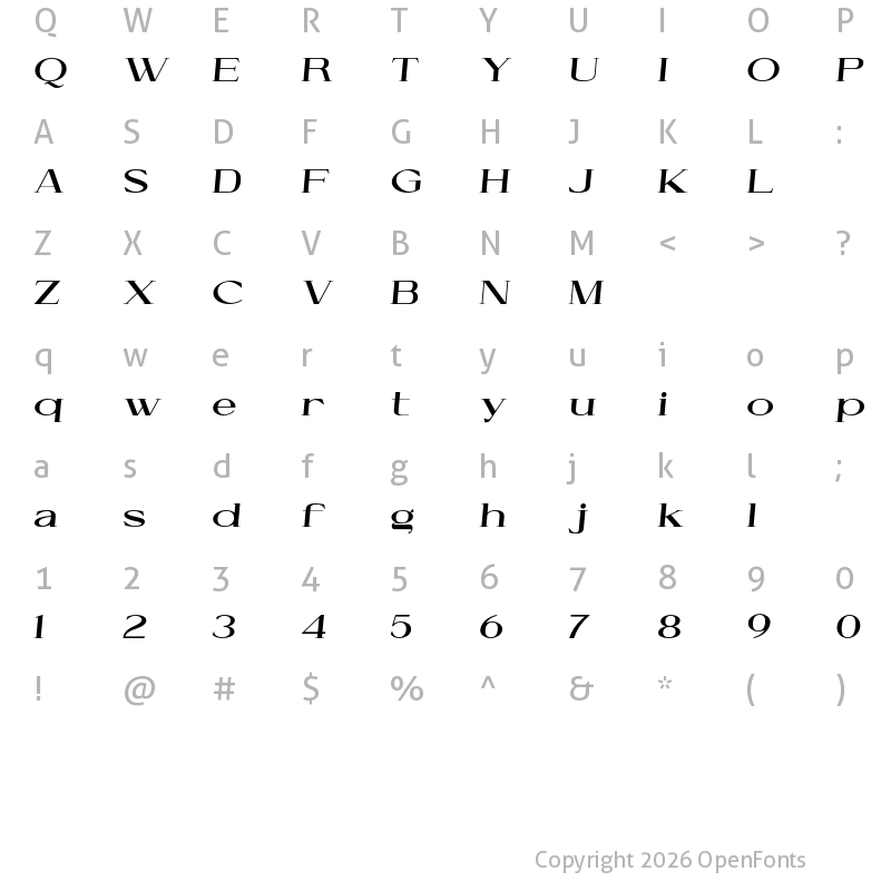 Character Map of Cellofy Black Expanded Italic