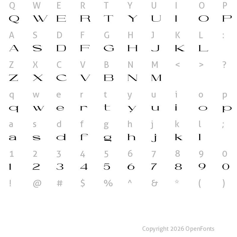 Character Map of Cellofy Bold Extra Expanded