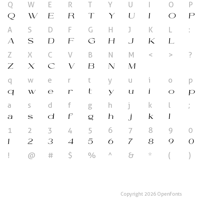 Character Map of Cellofy Expanded Italic