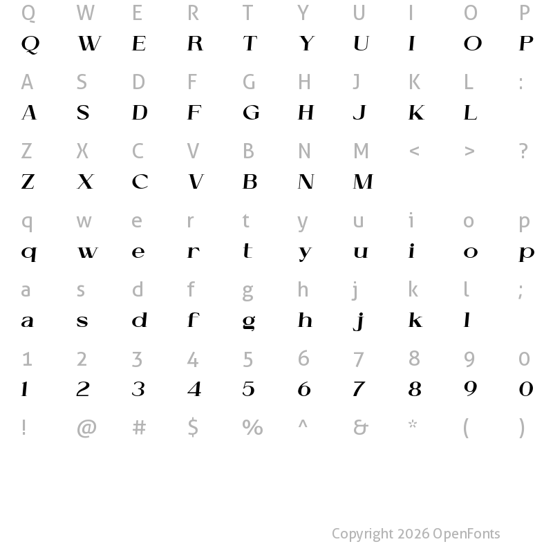 Character Map of Cellofy Extra Black Semi Expanded Italic