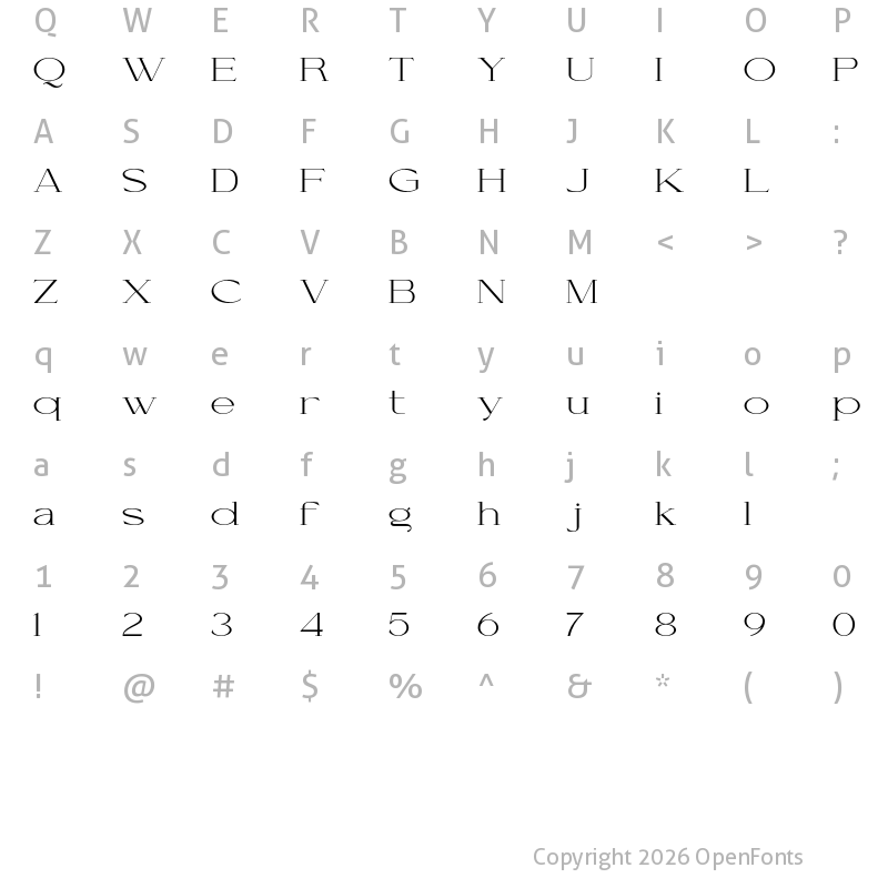 Character Map of Cellofy Extra Light Expanded