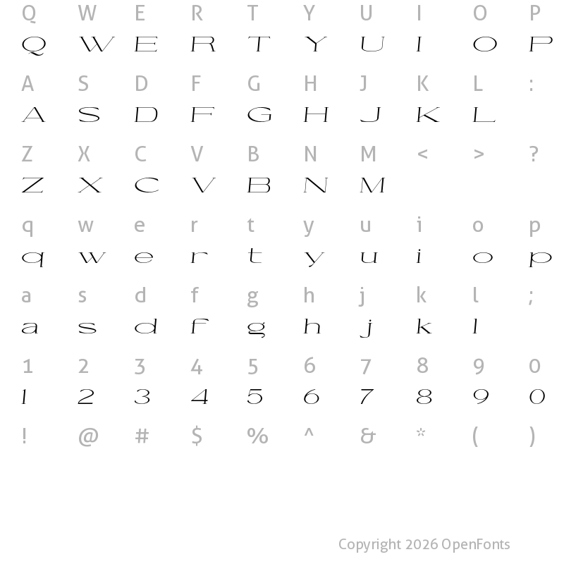 Character Map of Cellofy Extra Light Extra Expanded Italic