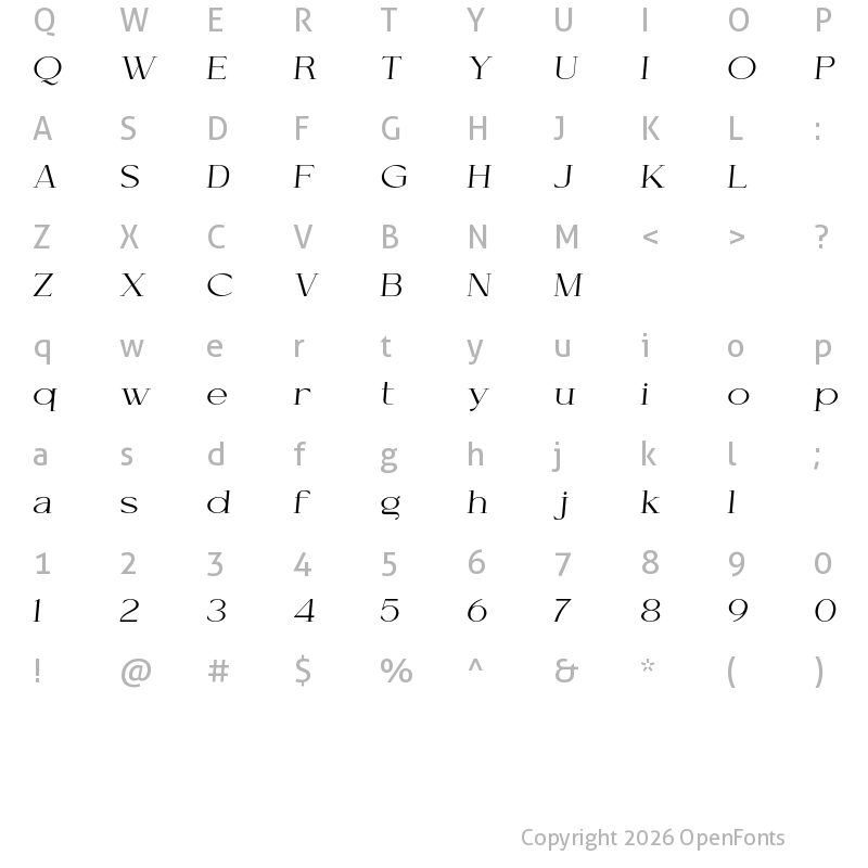 Character Map of Cellofy Light Semi Expanded Italic