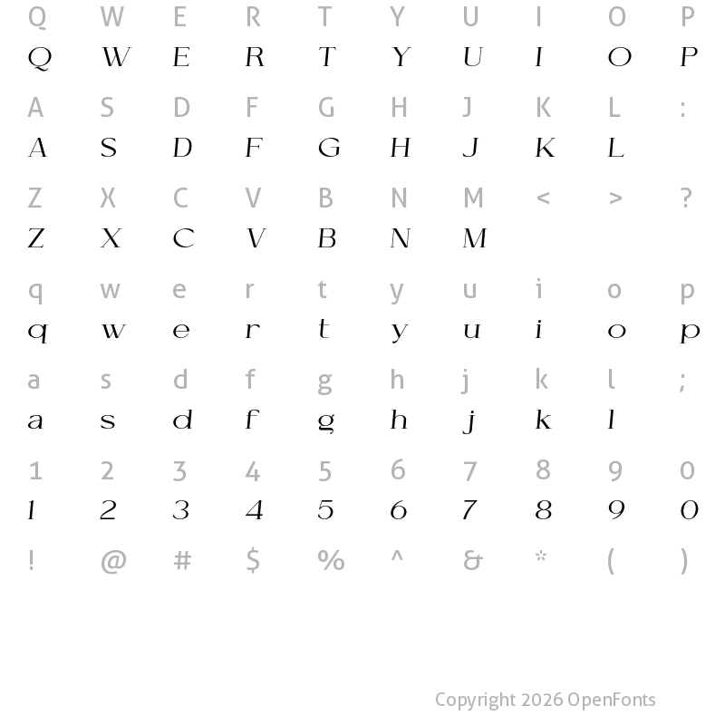 Character Map of Cellofy Semi Expanded Italic