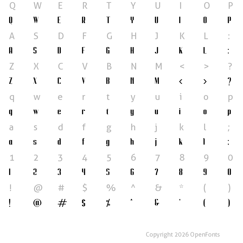 Character Map of Cempe west Regular