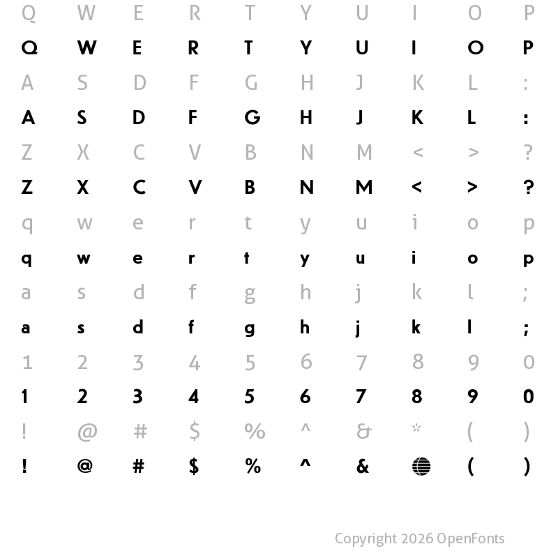 Character Map of Central Independent Television Bold