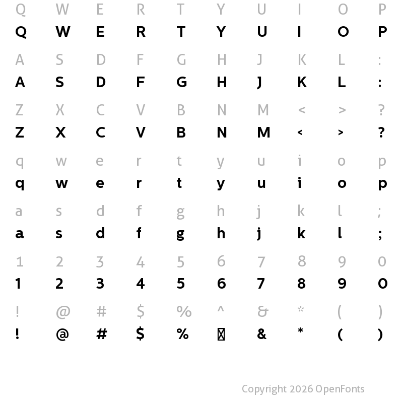 Character Map of Centrale Sans Bold Bold