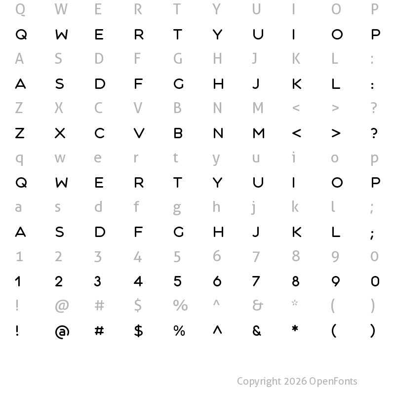 Character Map of CentralW00-Medium Regular