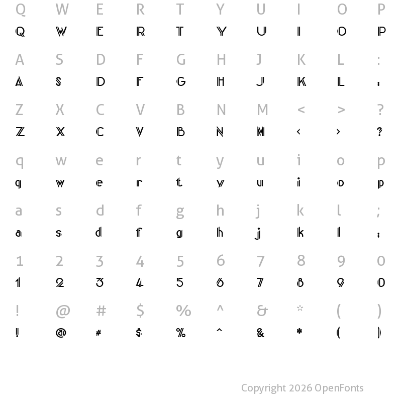 Character Map of CentreClaws Regular