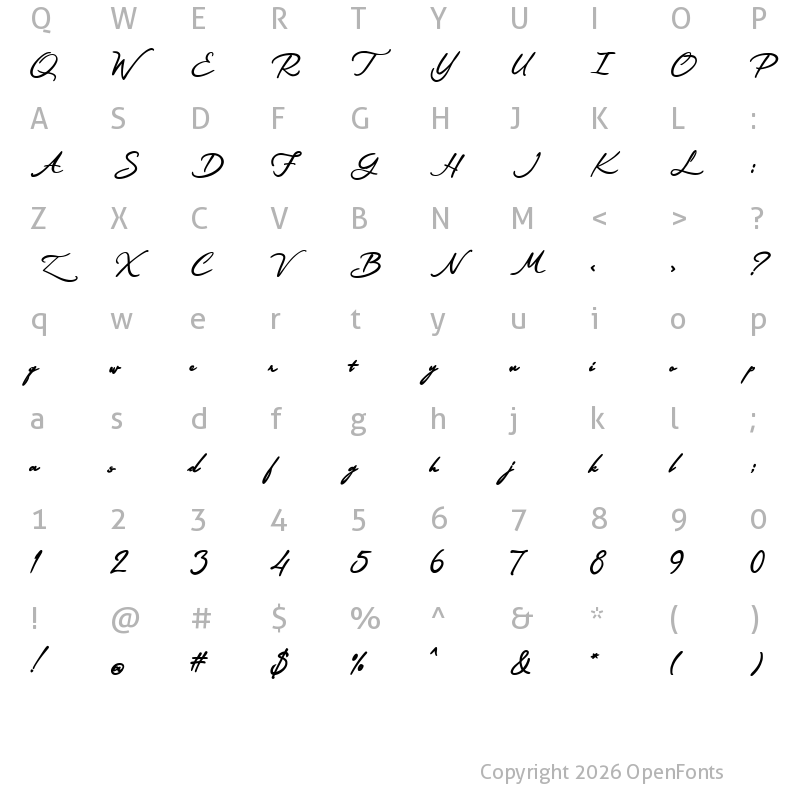 Character Map of Certification from the Queen Regular