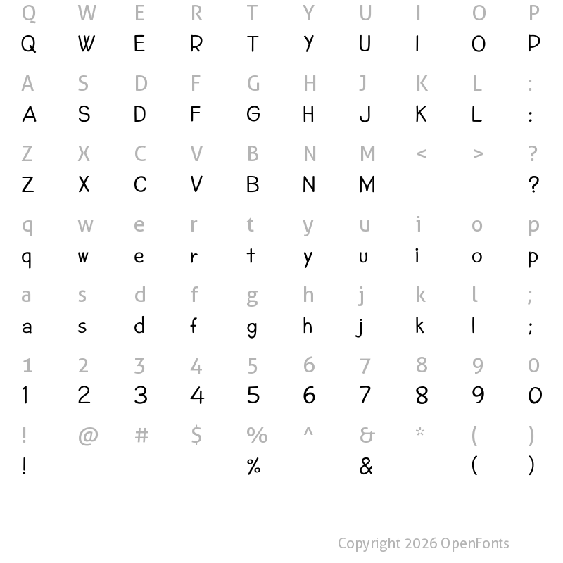 Character Map of CF Cant Change The World PERSO Regular