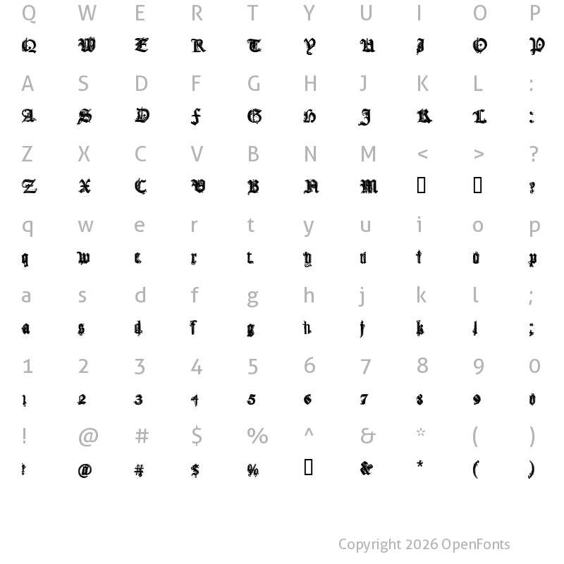 Character Map of CF Gothika Regular
