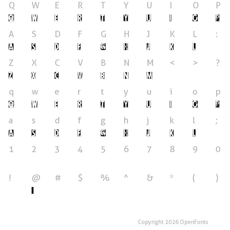 Character Map of CF Letterpress Type PERSONAL Regular
