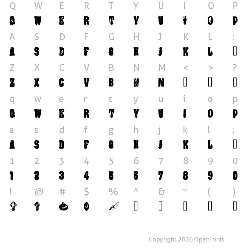 Character Map of CF Night Of The Damned Regular