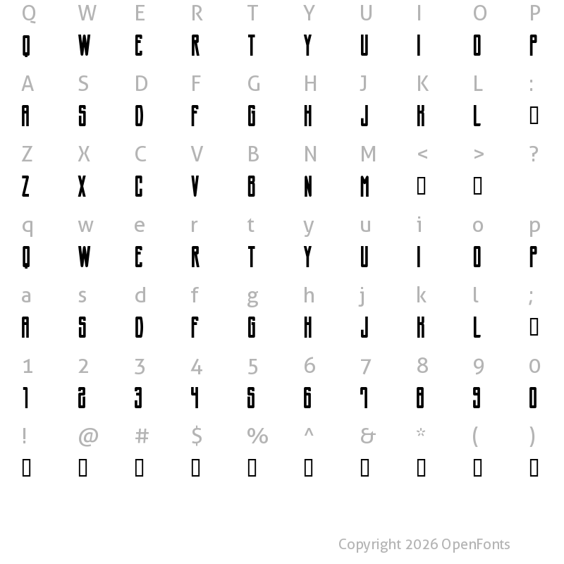 Character Map of CF Showbizz PERSONAL Regular