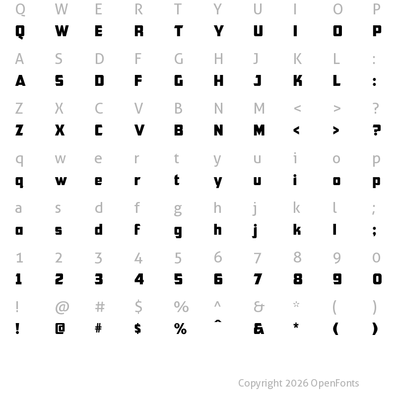 Character Map of CFB1 American Patriot Regular