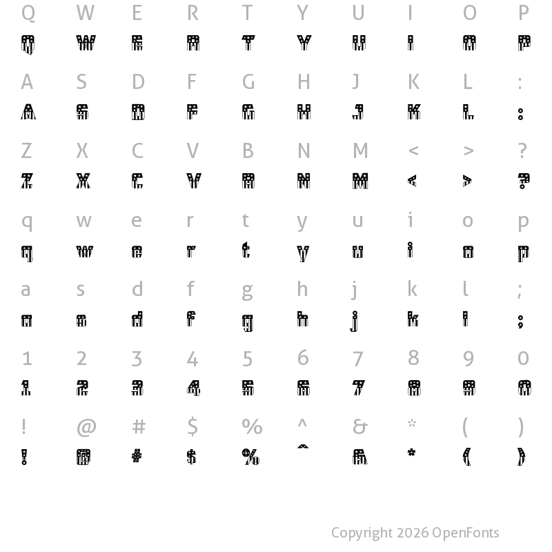 Character Map of CFB1 American Patriot SOLID 2 Regular