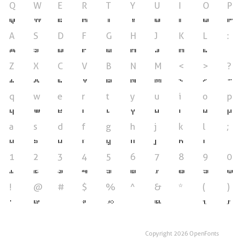 Character Map of CFB1 American Patriot SPANGLE 2 Bold Italic