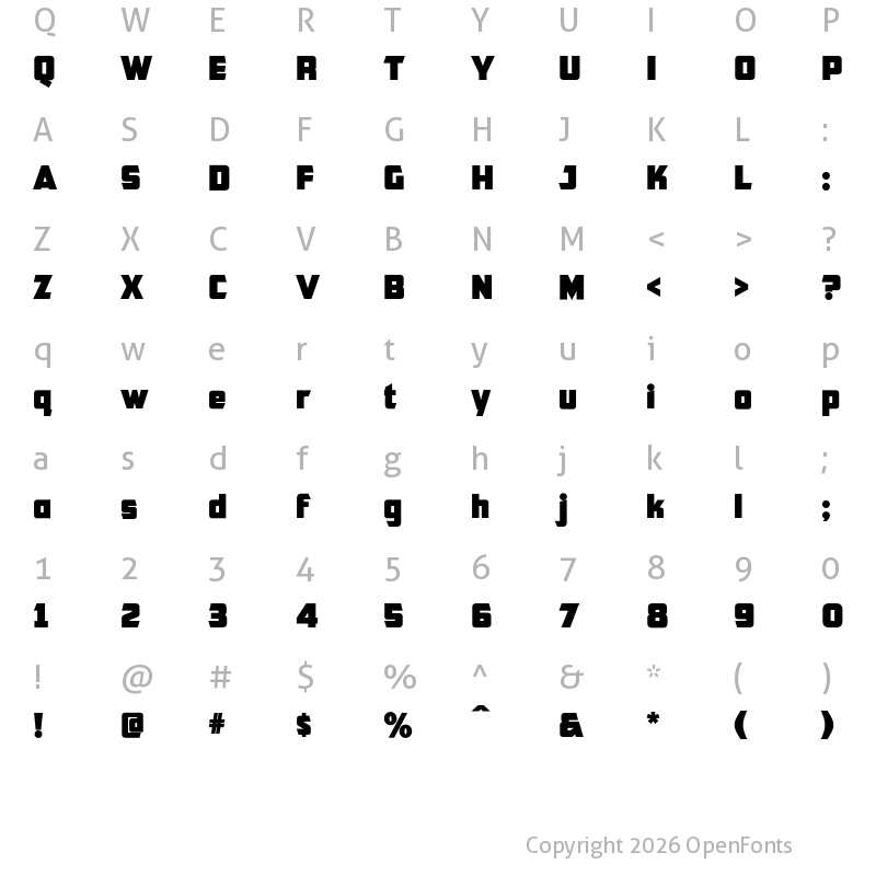 Character Map of CFB1 American Patriot SPANGLE 2 Regular