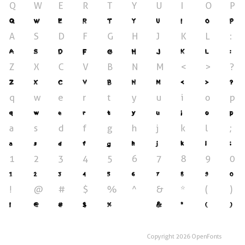 Character Map of Chalk Scratches Rough Bold